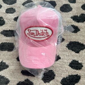 Von Dutch pink crush velvet trucker